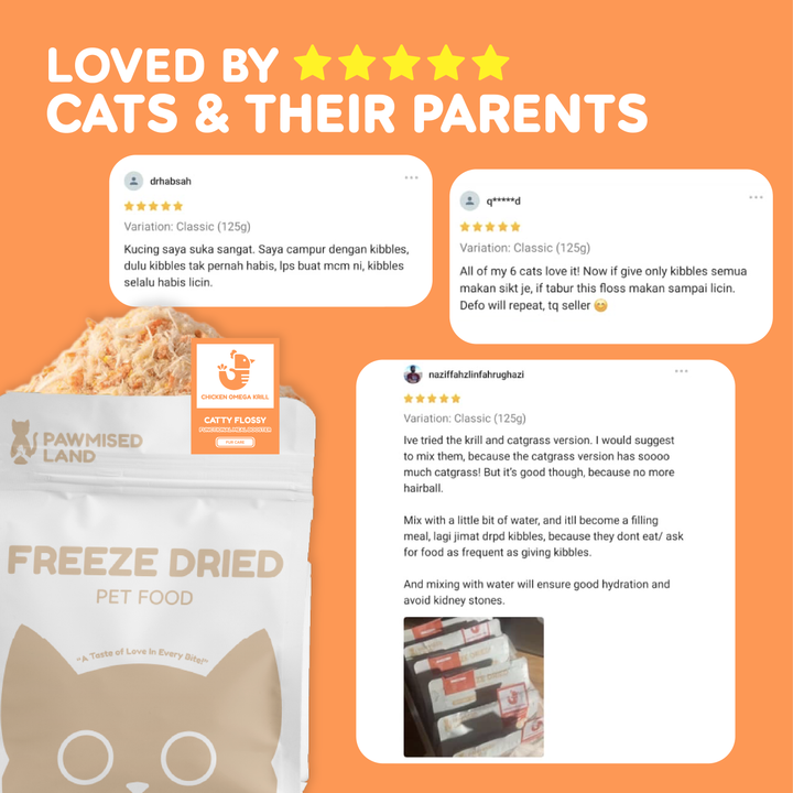 Catty Flossy - Chicken Omega Krill - Functional Freeze-Dried Meal Booster/Topper